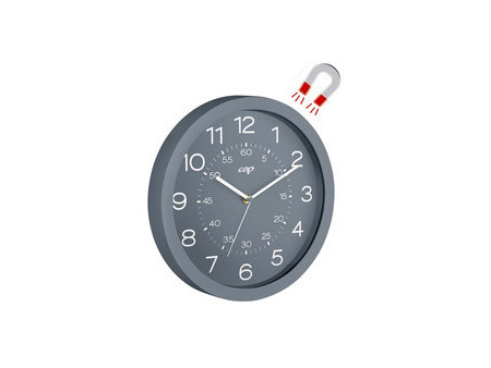 CEP Horloge murale mineral, montre quartz, magnétique, gris