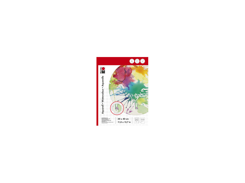 Marabu Bloc aquarelle, 240 x 320 mm, 210g/m2, 20 feuilles,
