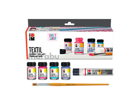 Marabu Peinture pour tissu 'Textil', Kit SWEET CANDY