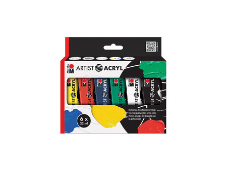 Marabu Set de peinture acrylique 'Artist Acryl', 6 x 22 ml