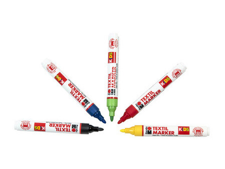 Marabu KIDS Marqueur pour textile, 5 x 3 ml, blister de 5