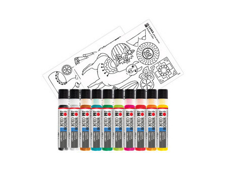 Marabu KiDS Window Color 'LAMA', set, 10 x 25 ml