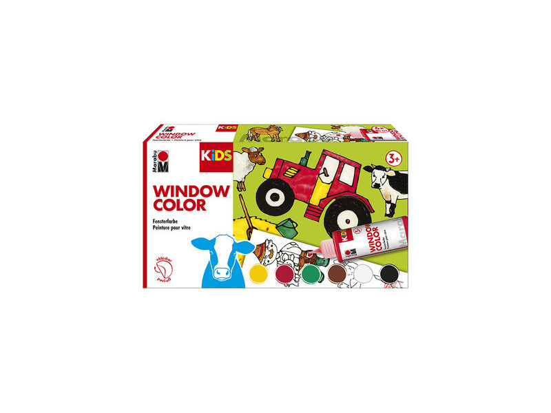 Marabu KiDS Kit de peinture pour vitre 'FERME', 6 x 80 ml