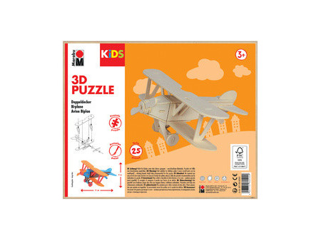Marabu KiDS Puzzle 3D 'Avion biplan', 25 pièces
