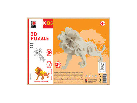Marabu KiDS Puzzle 3D 'Lion', 34 pièces