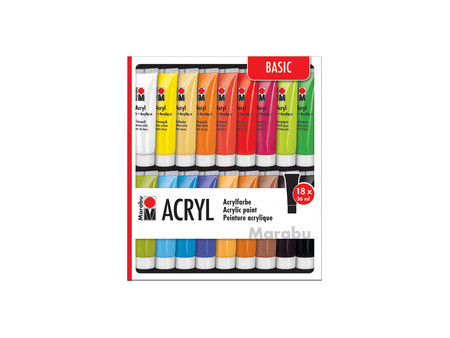 Marabu Kit de peinture acrylique, 18 x 12 ml, assorti