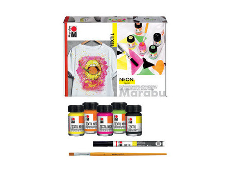 Marabu Set peinture pour tissu Neon Set, 4 x 15 ml