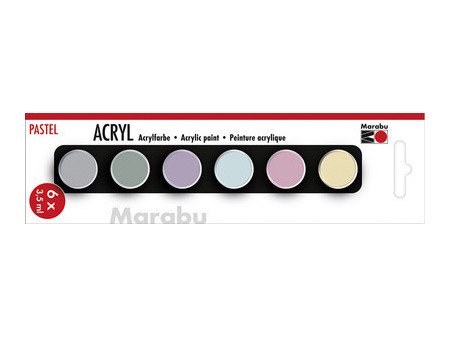Marabu Set de peinture acrylique 'PASTEL', 6 x 3,5 ml