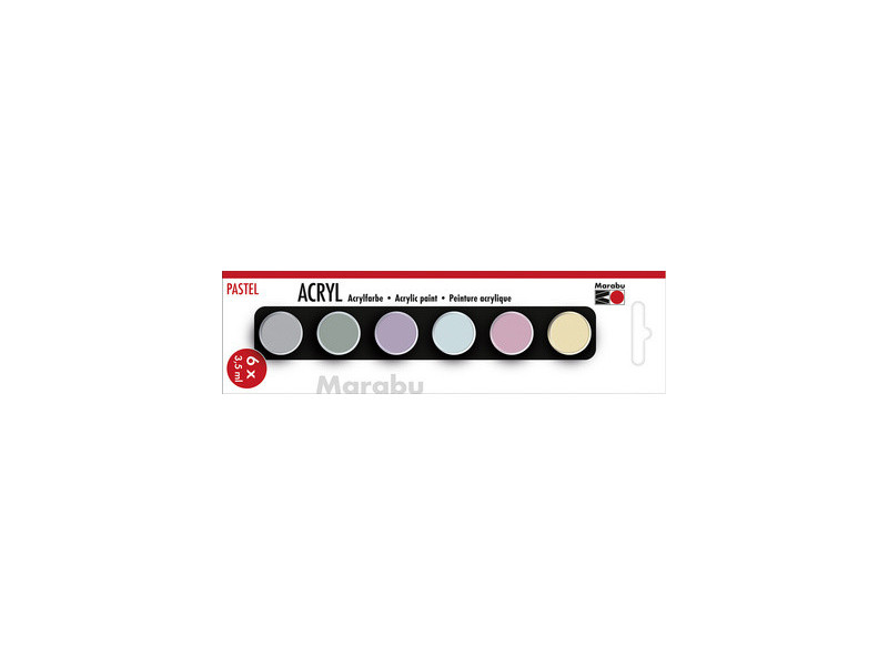 Marabu Set de peinture acrylique 'PASTEL', 6 x 3,5 ml