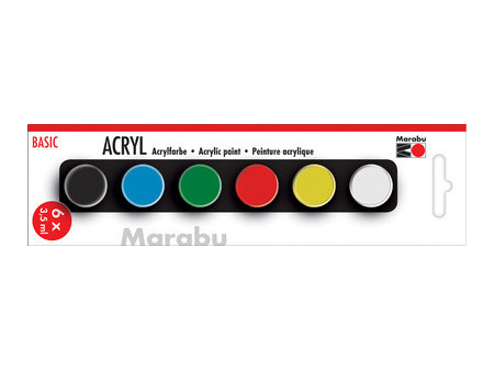 Marabu Set de peinture acrylique 'BASIC', 6 x 3,5 ml