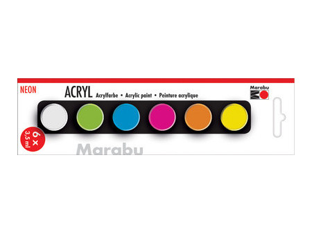 Marabu Set de peinture acrylique 'NEON', 6 x 3,5 ml