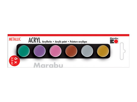 Marabu Set de peinture acrylique 'METALLIC', 6 x 3,5 ml