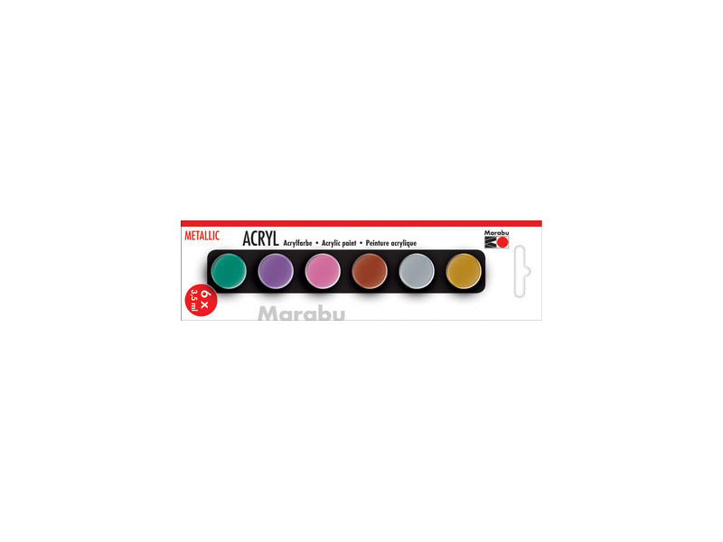 Marabu Set de peinture acrylique 'METALLIC', 6 x 3,5 ml