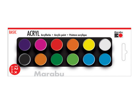 Marabu Set de peinture acrylique 'BASIC', 12 x 3,5 ml