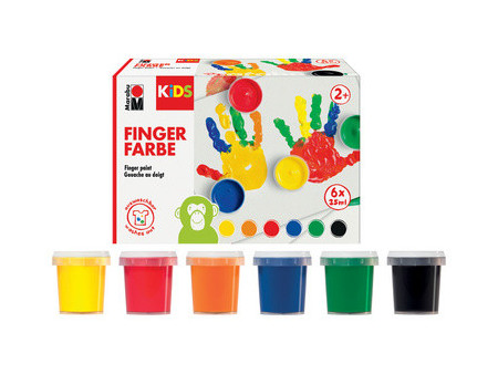 Marabu KIDS Gouache aux doigts, 35 ml, set de 6, assorti