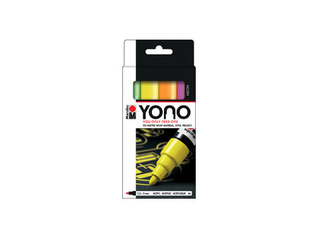 Marabu Feutre acrylique 'YONO', 1,5 - 3,0 mm, set de 4 FLUO