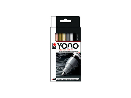 Marabu Feutre acrylique 'YONO', 1,5 - 3,0 mm, set de 4 METAL