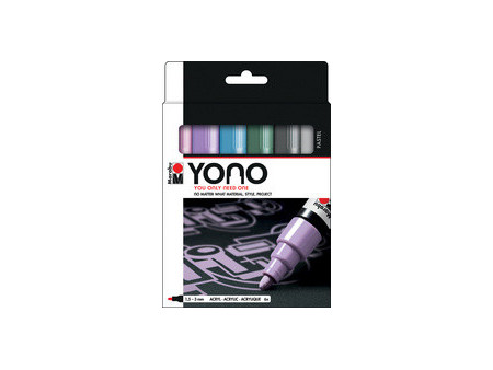 Marabu Marqueur acrylique YONO, 1,5-3,0 mm, set de 6 PASTEL