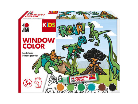 Marabu KiDS Kit Window Color 'Dinosaures', 6 x 25 ml