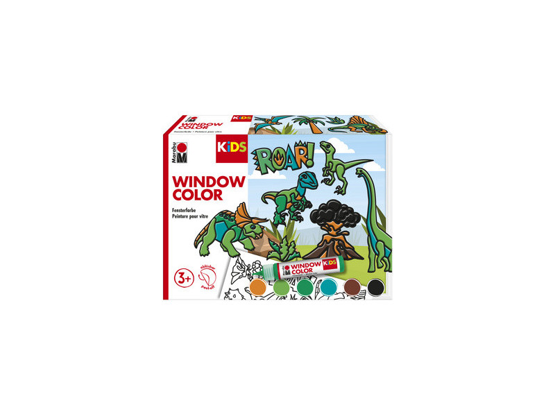 Marabu KiDS Kit Window Color 'Dinosaures', 6 x 25 ml