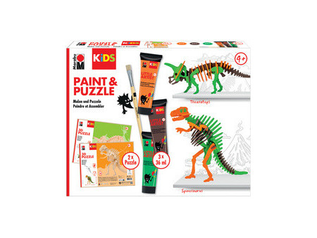 Marabu KiDS Kit peinture & puzzle Little Artist, dinos