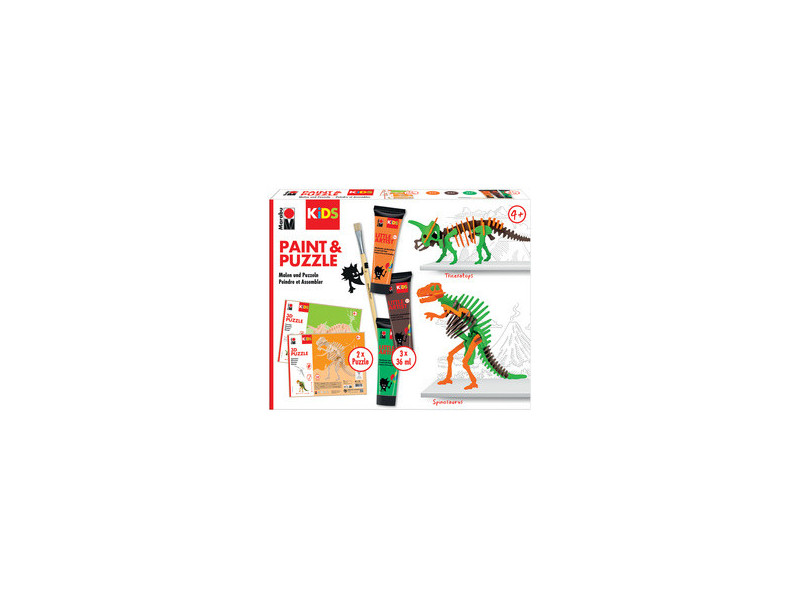 Marabu KiDS Kit peinture & puzzle Little Artist, dinos