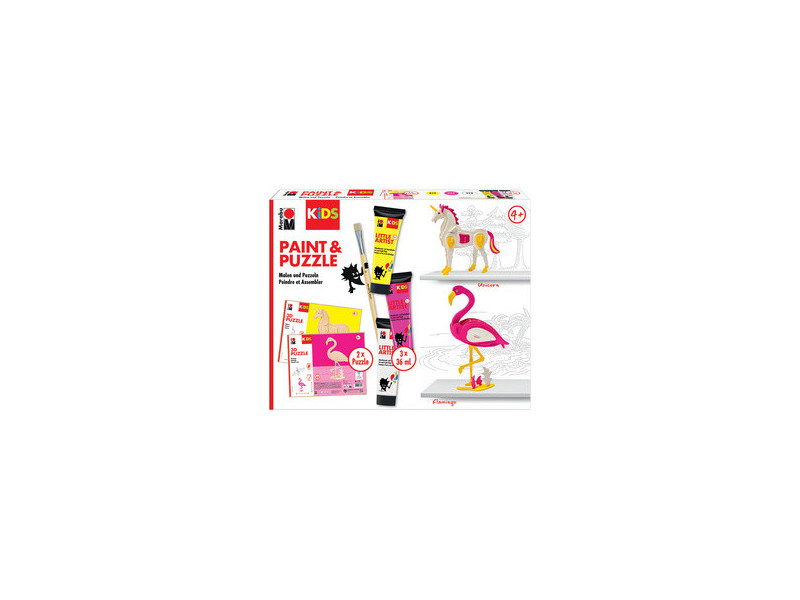 Marabu KiDS Kit peinture & puzzle Little Artist, flamant