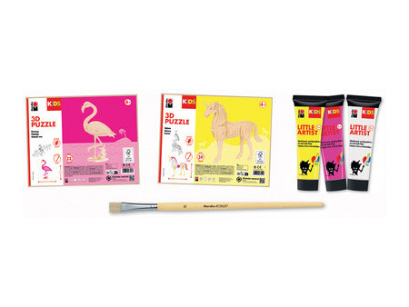 Marabu KiDS Kit peinture & puzzle Little Artist, flamant