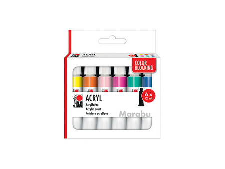 Marabu Set de peinture acrylique COLOR BLOCKING, 6 x 12 ml