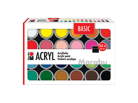 Marabu Set de peinture acrylique BASIC, 12 x 18 ml