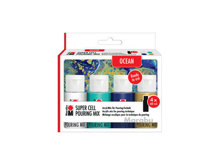 Marabu Super Cell Pouring Mix-Set GALAXY, 4 x 60 ml