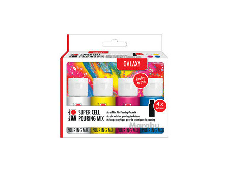Marabu Super Cell Pouring Mix-Set OCEAN, 4 x 60 ml