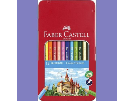 FABER-CASTELL Crayons de couleur CASTLE, étui métal de 12