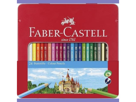 FABER-CASTELL Crayons de couleur CASTLE, étui métal de 24