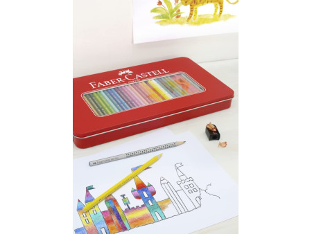 FABER-CASTELL Crayons de couleurs CASTLE, étui métal de 36