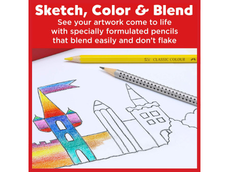 FABER-CASTELL Crayons de couleurs CASTLE, étui métal de 36