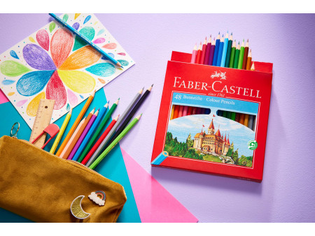 FABER-CASTELL Crayons de couleur CASTLE, étui de 48
