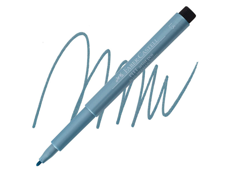 FABER-CASTELL Feutre PITT artist pen, bleu métallique