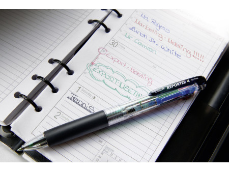 TOMBOW Stylo à bille 4 couleurs Reporter4, bleu-transparent