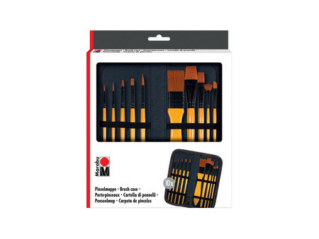 Marabu Trousse de pinceaux, avec 10 pinceaux pour acrylique