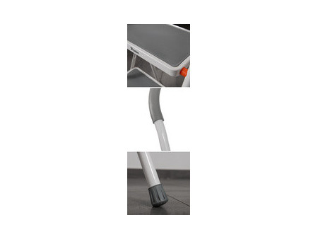 Bradas Escabeau pliable en acier, 3 niveaux, blanc/gris