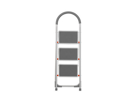 Bradas Escabeau pliable en acier, 3 niveaux, blanc/gris