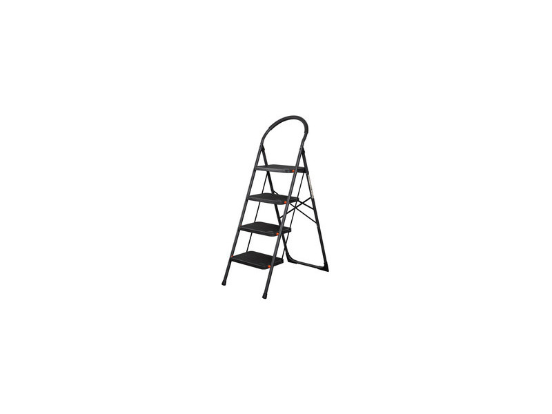 Bradas Escabeau pliable en acier, 4 niveaux, noir