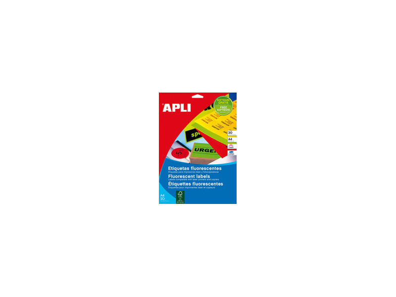 APLI Etiquette d'adresse, 99,1 x 67,7 mm, jaune fluo