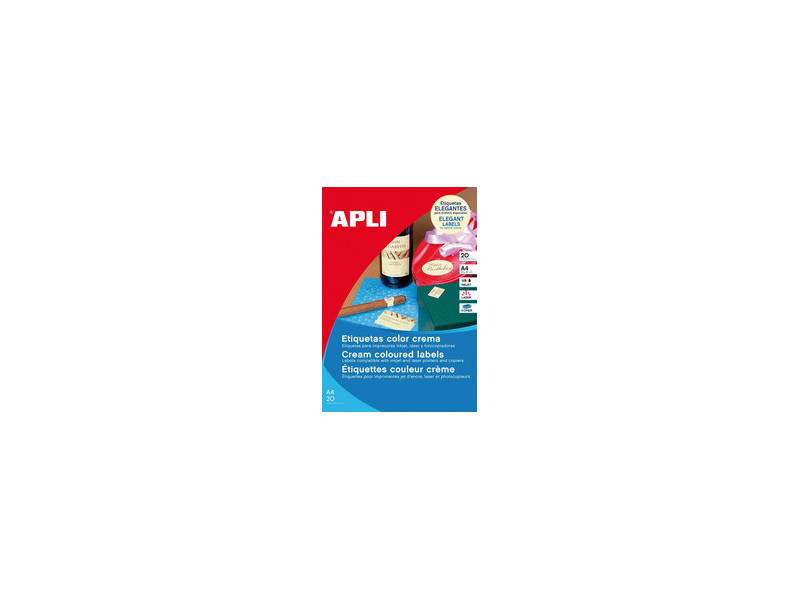 APLI Etiquette universelle ovale, 63,5 x 42,3 mm, crème