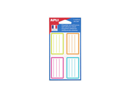 APLI Etiquettes pour livre, blanc/bleu, 36 x 56 mm, lignées