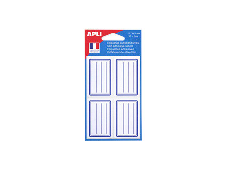 APLI Etiquettes pour livre, blanc/bleu, 34 x 75 mm lignées