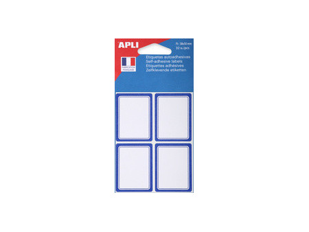 APLI Etiquettes pour livre, blanc/bleu, 34 x 75 mm lignées