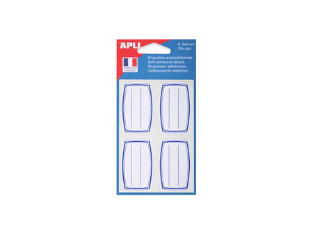 APLI Etiquettes pour livre, blanc/bleu, 34 x 75 mm lignées