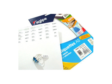 agipa Etiquette bijouterie, 45 x 8 mm, format A5, enlevable